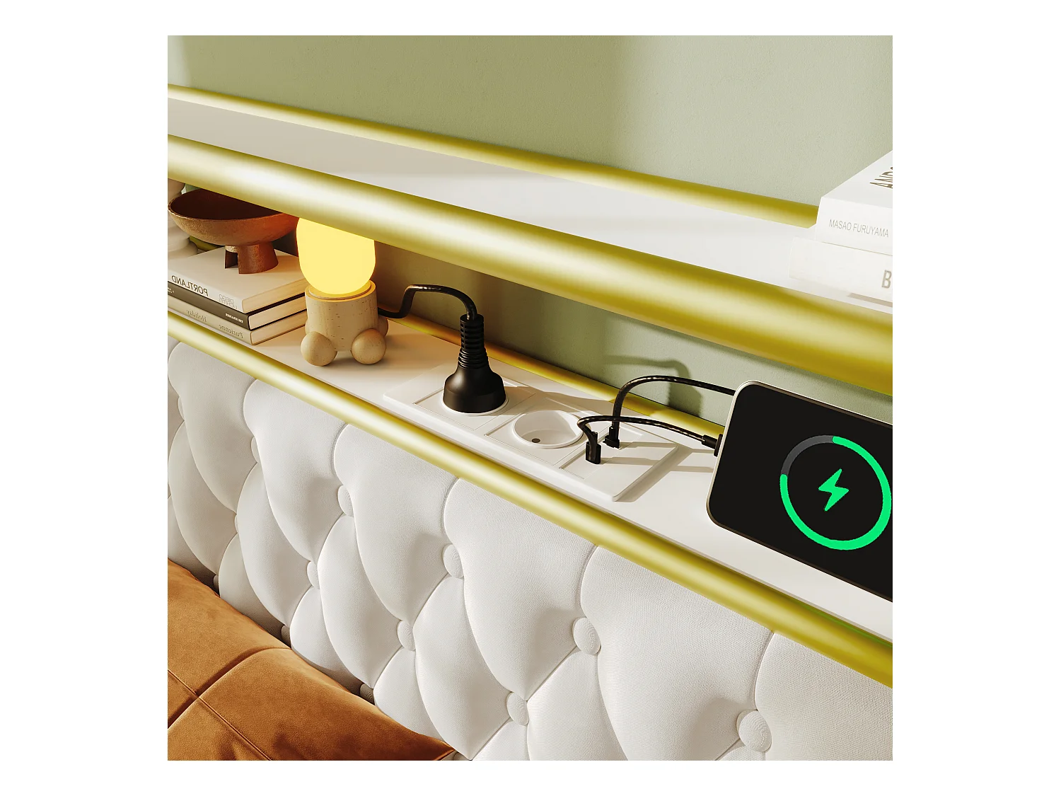 Lit 160x200 cm avec LED, 4 tiroirs, Tête de lit réglable, PU Blanc (sans matelas)