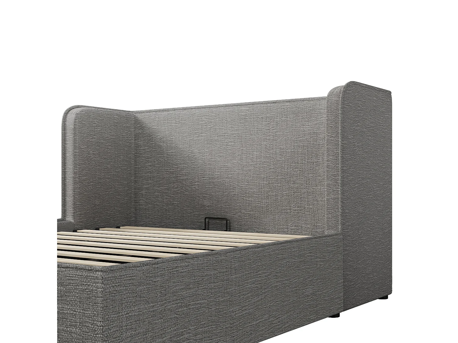 Lit double 160x200 avec lampe de lecture et chargeur USB Type-C, cadre en lin beige-blanc, bois massif et métal (217x232x89 cm)