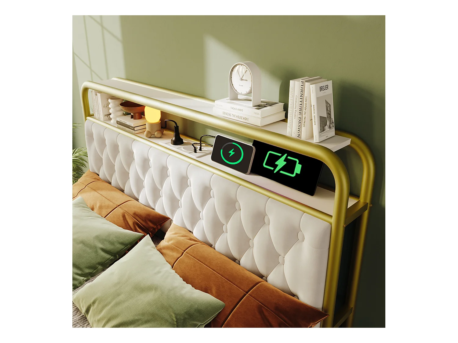 Letto matrimoniale 160×200 cm con LED, porte USB Type C, struttura in metallo, 4 cassetti, velluto grigio (con materasso)