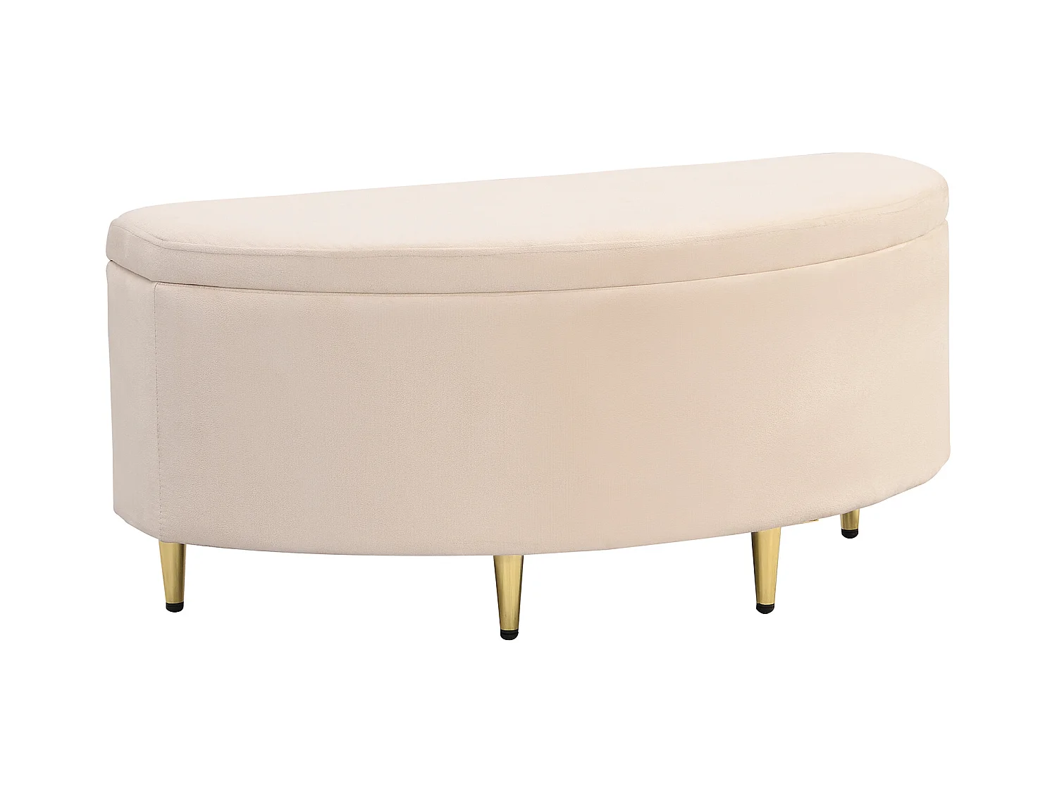 Banc de rangement en velours, avec boîte de rangement et pieds en métal, idéal pour entrée, salon ou chambre, Beige (90x40x42 cm)