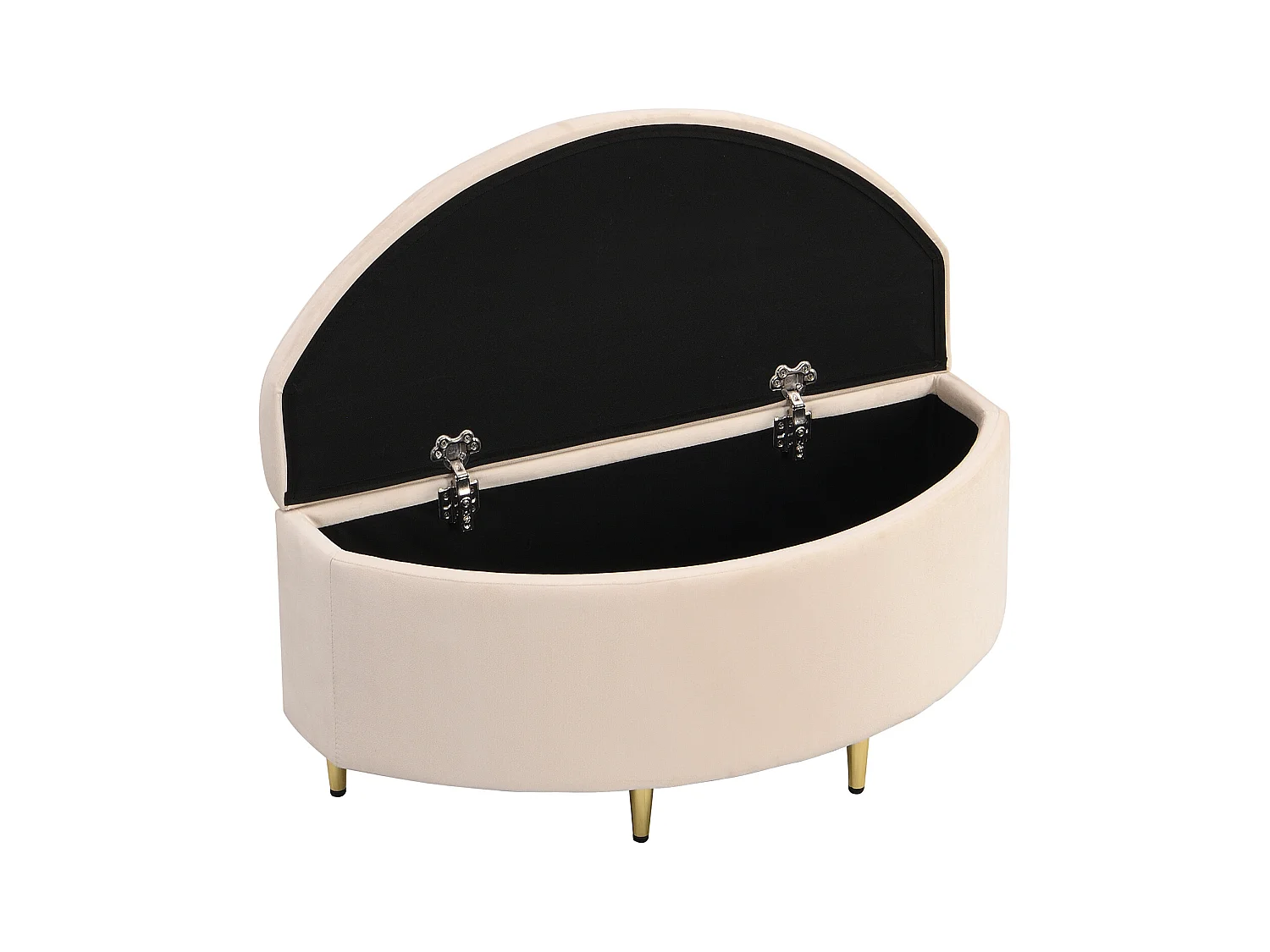 Banc de rangement en velours, avec boîte de rangement et pieds en métal, idéal pour entrée, salon ou chambre, Beige (90x40x42 cm)