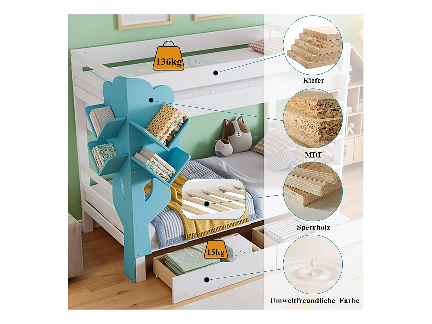 Letto imbottito 160x200 cm, LED, USB, testiera con ripiani e contenitore, contenitore idraulico, struttura in metallo, lino beige (213x167x110,5 cm)