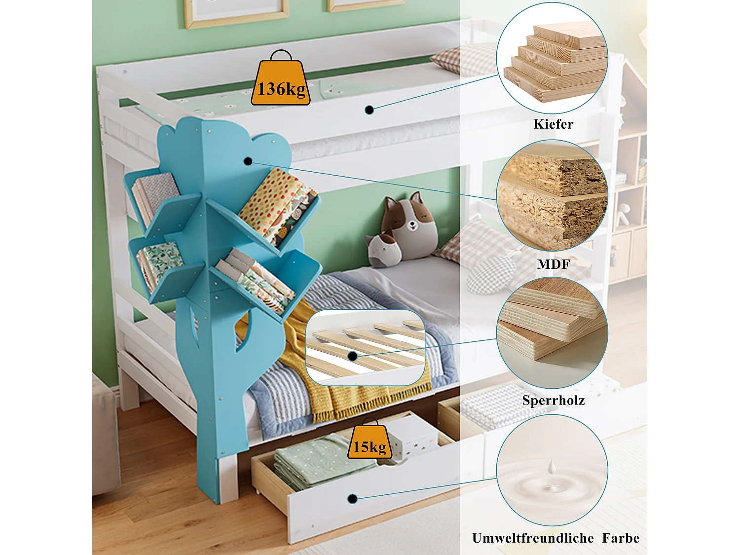 Lit rembourré 160x200 cm, LED, USB, tête avec étagères et rangement, stockage hydraulique, cadre métal, lin beige (213x167x110.5 cm)