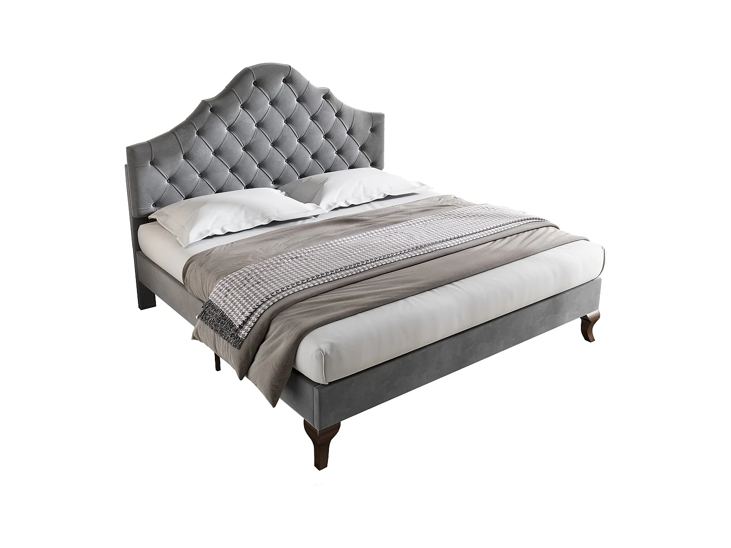 Lit rembourré 140x200 avec sommier à lattes et tête de lit, tête de lit réglable, pour adultes et adolescents, velours gris (140x200 cm)