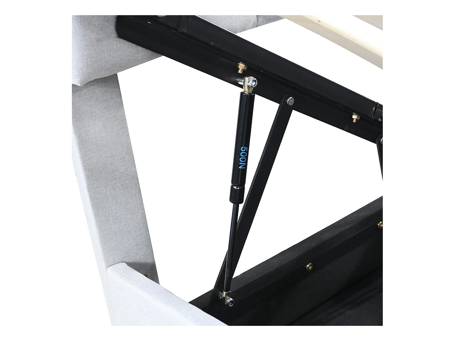 Lit coffre hydraulique enfant, tissu lin gris, rembourrage doux, multifonctionnel (203x90x105cm)