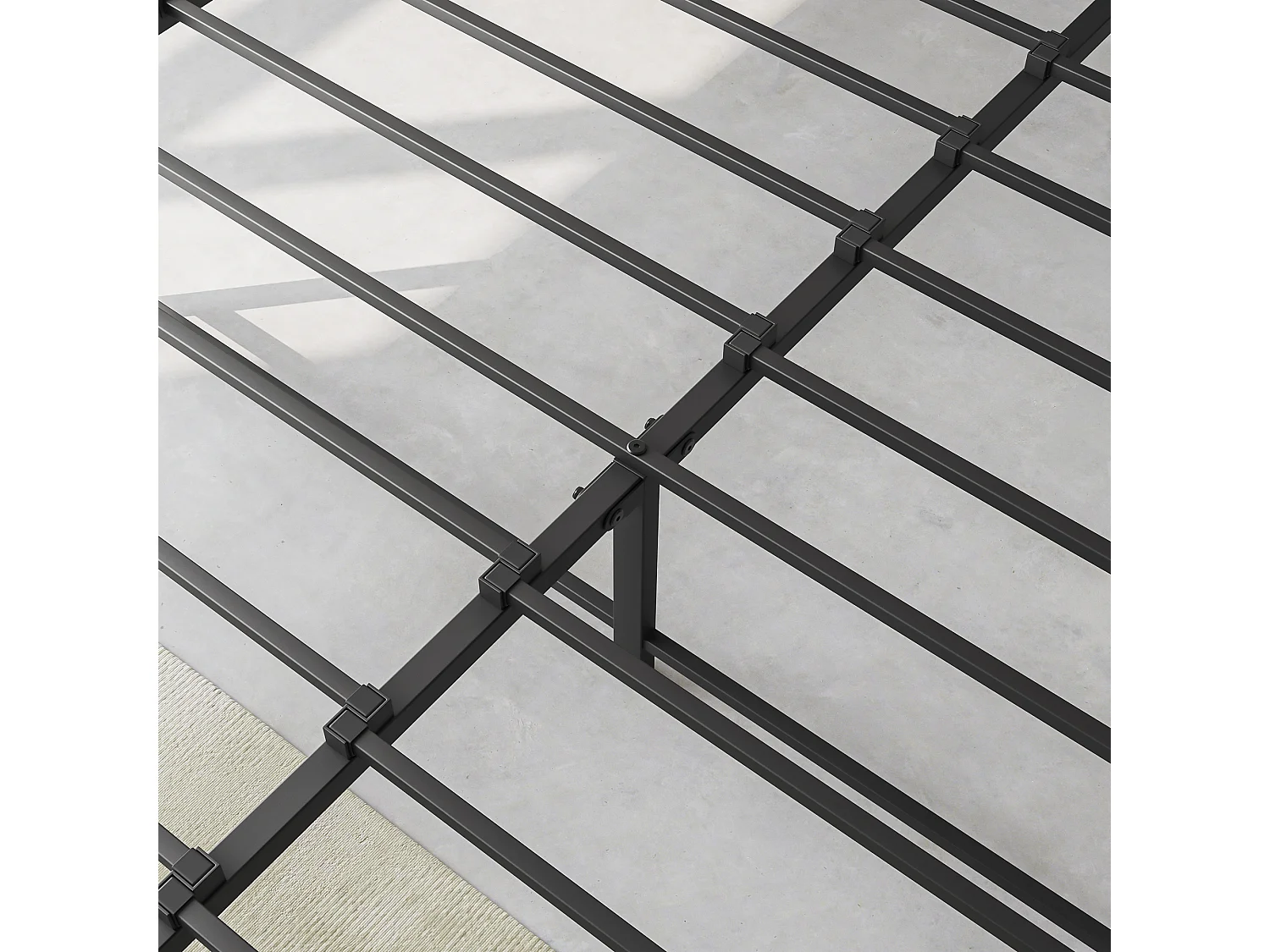 Letto a piattaforma 120x200 cm con LED, testiera contenitore, metallo, marrone antico (216,6x121,2x98,3 cm)