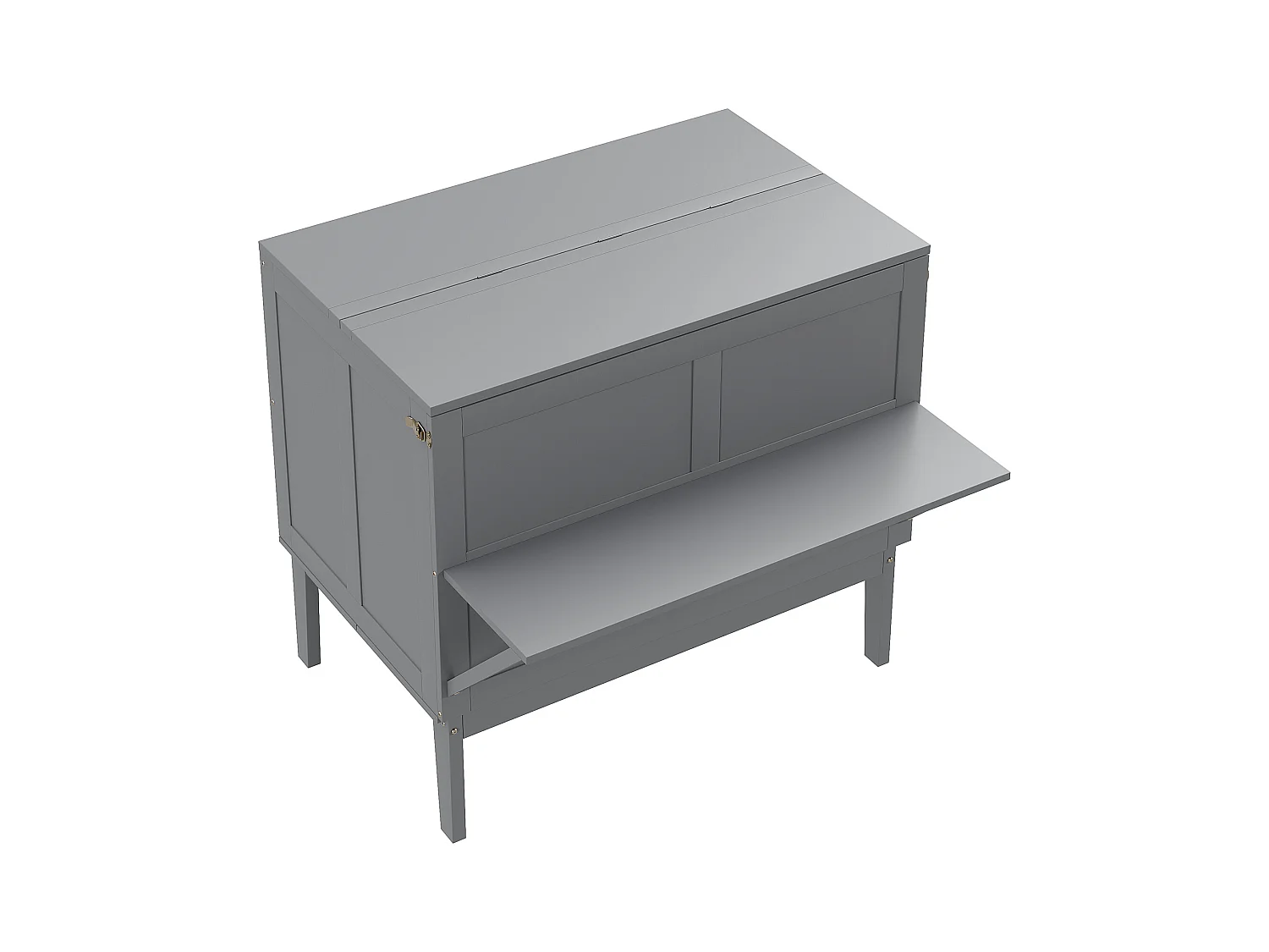 Lit escamotable vertical 90x200cm avec sommier à lattes, lit mural pliant en bois, lit pour jeunes, gris (205x96x101cm)