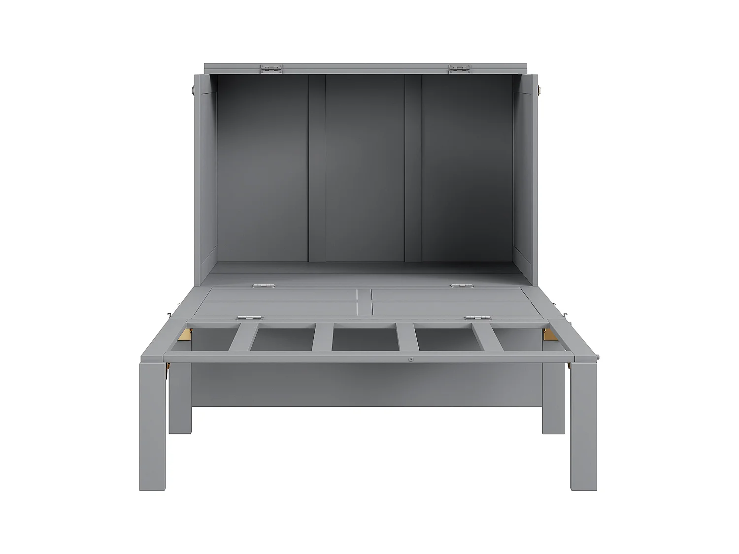 Lit escamotable vertical 90x200cm avec sommier à lattes, lit mural pliant en bois, lit pour jeunes, gris (205x96x101cm)