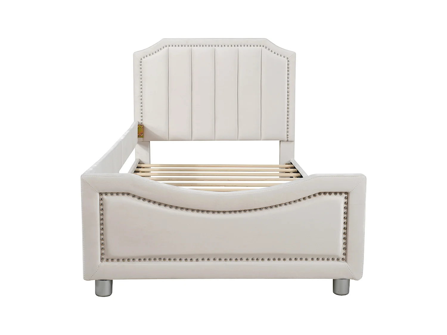 Multifunctioneel kinderbed met flanelbekleding, beige MDF frame (204x147x60cm)