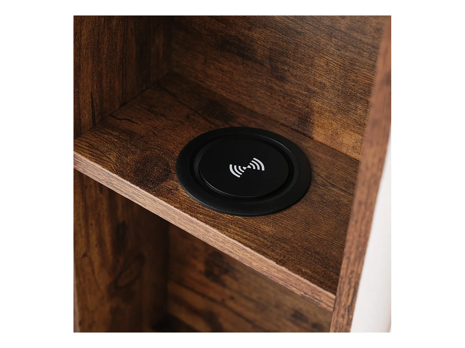 Lit double avec charge sans fil USB C & 4 tiroirs, cadre capitonné en lin, 160x200 cm (213x165x103 cm)