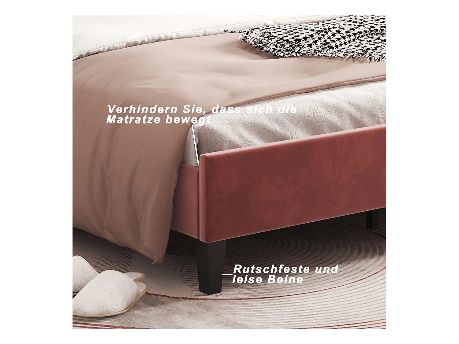 Cama infantil 90x200 cm, estructura con cabecero en forma de flor, en suave terciopelo, color rojo frijol (207,5x95x107,5 cm)