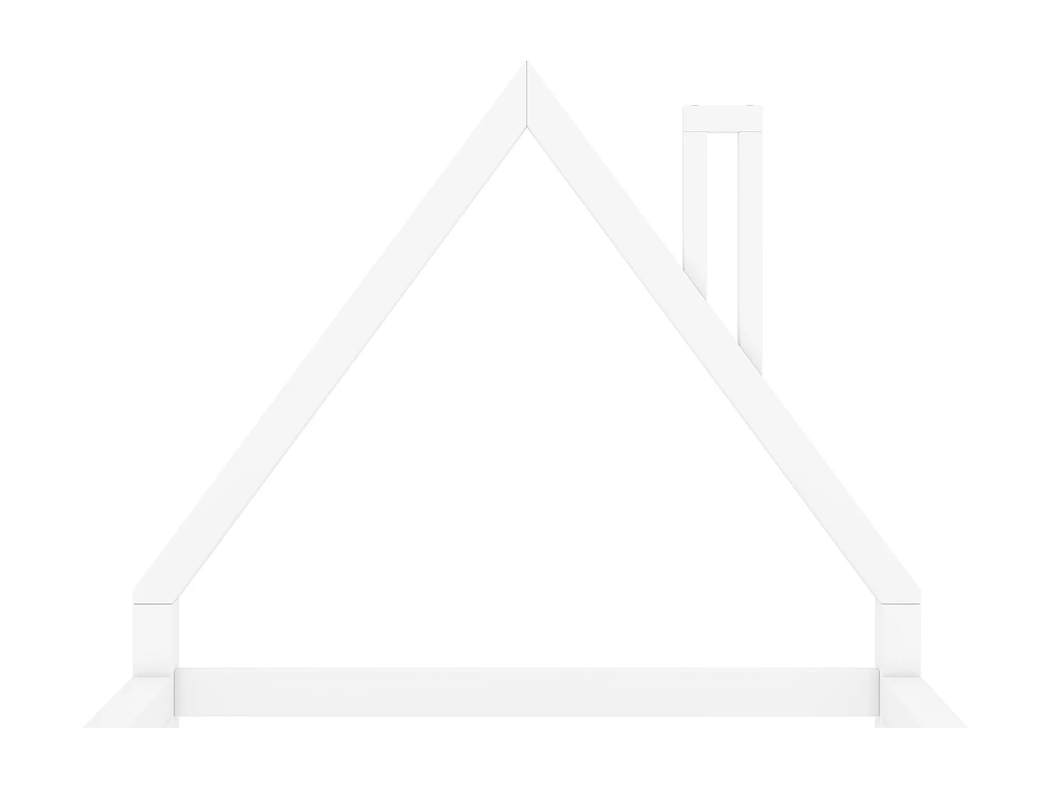 Lit plat 90x200 cm, forme de maison, en pin massif, design simple, blanc (209x99x107 cm)