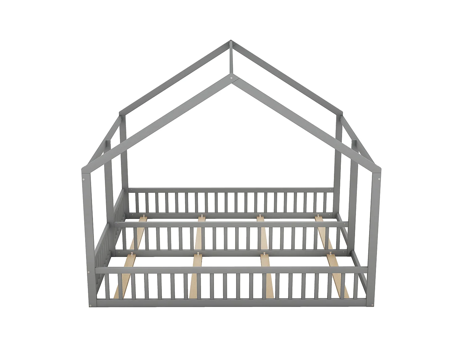 2-in-1 kinderbed, huisbed 90x200 cm, grenen, grijs (204x187x168 cm)