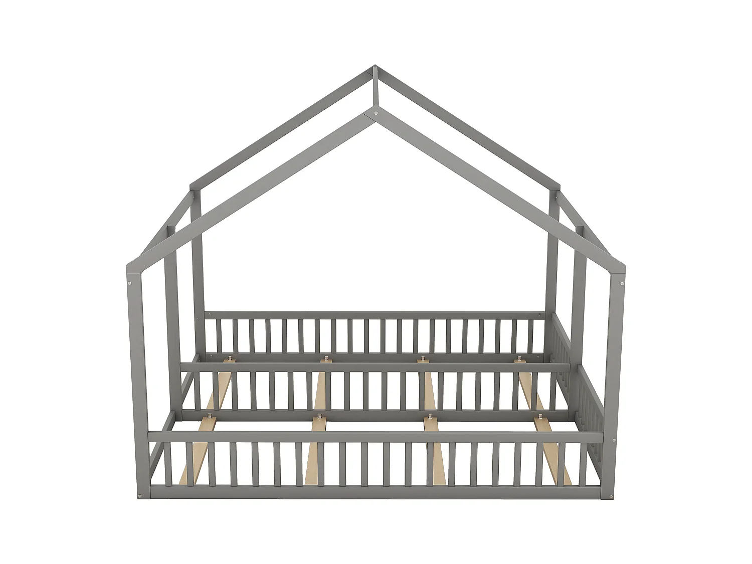 2-in-1 kinderbed, huisbed 90x200 cm, grenen, grijs (204x187x168 cm)