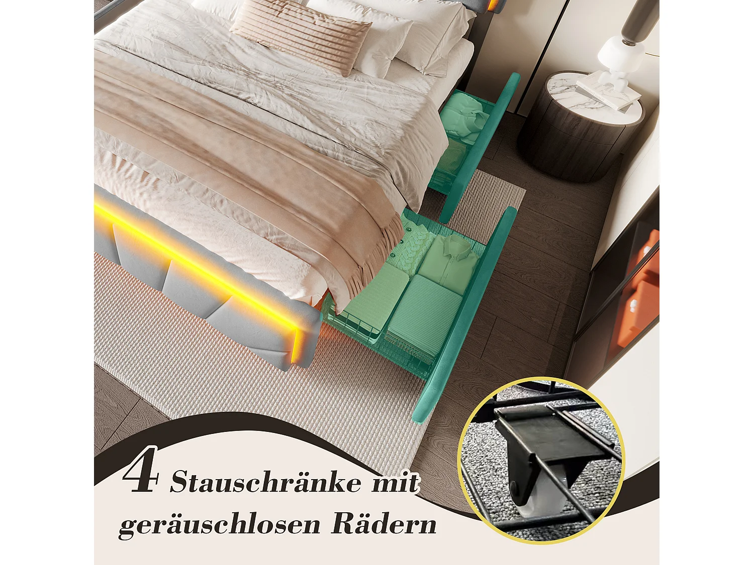 Cama moderna con cabecero geométrico, iluminación LED, puertos USB tipo C y almacenaje, 160x200 cm (168,5x200x106 cm)