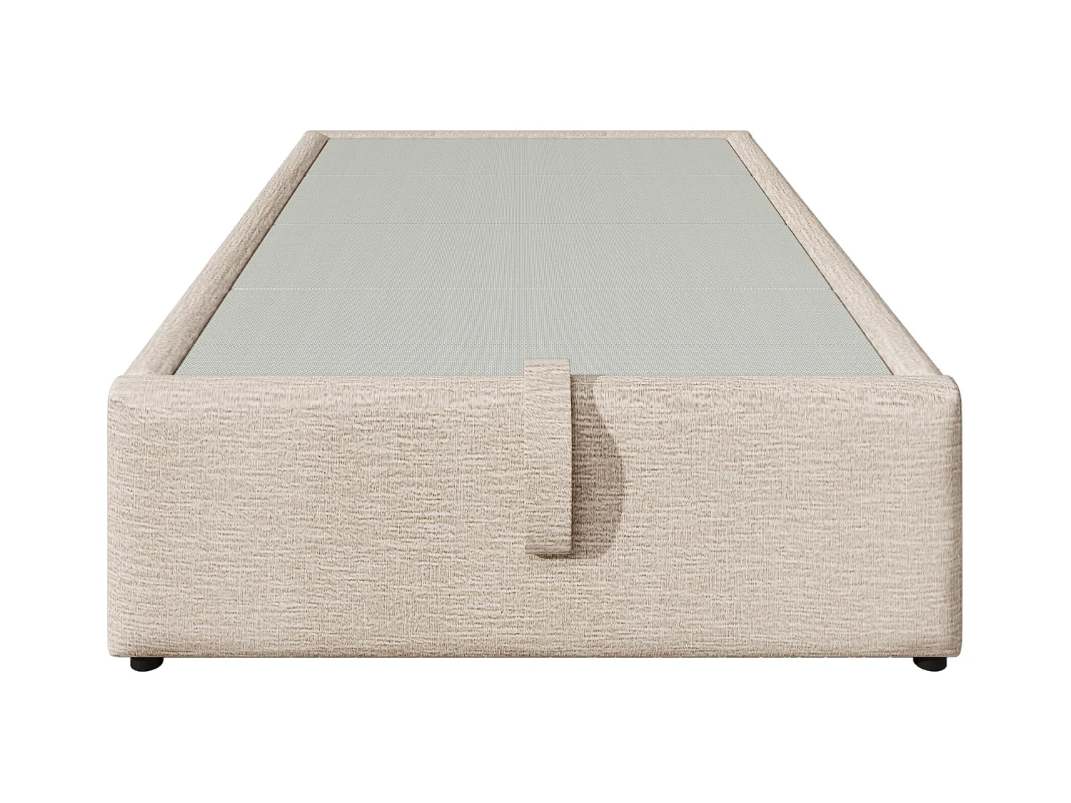 Cama individual 90x200 cm, estructura de cama con almacenaje hidráulico, USB y Tipo-C integrados, lino natural, sin cabecero (202x91x29 cm)