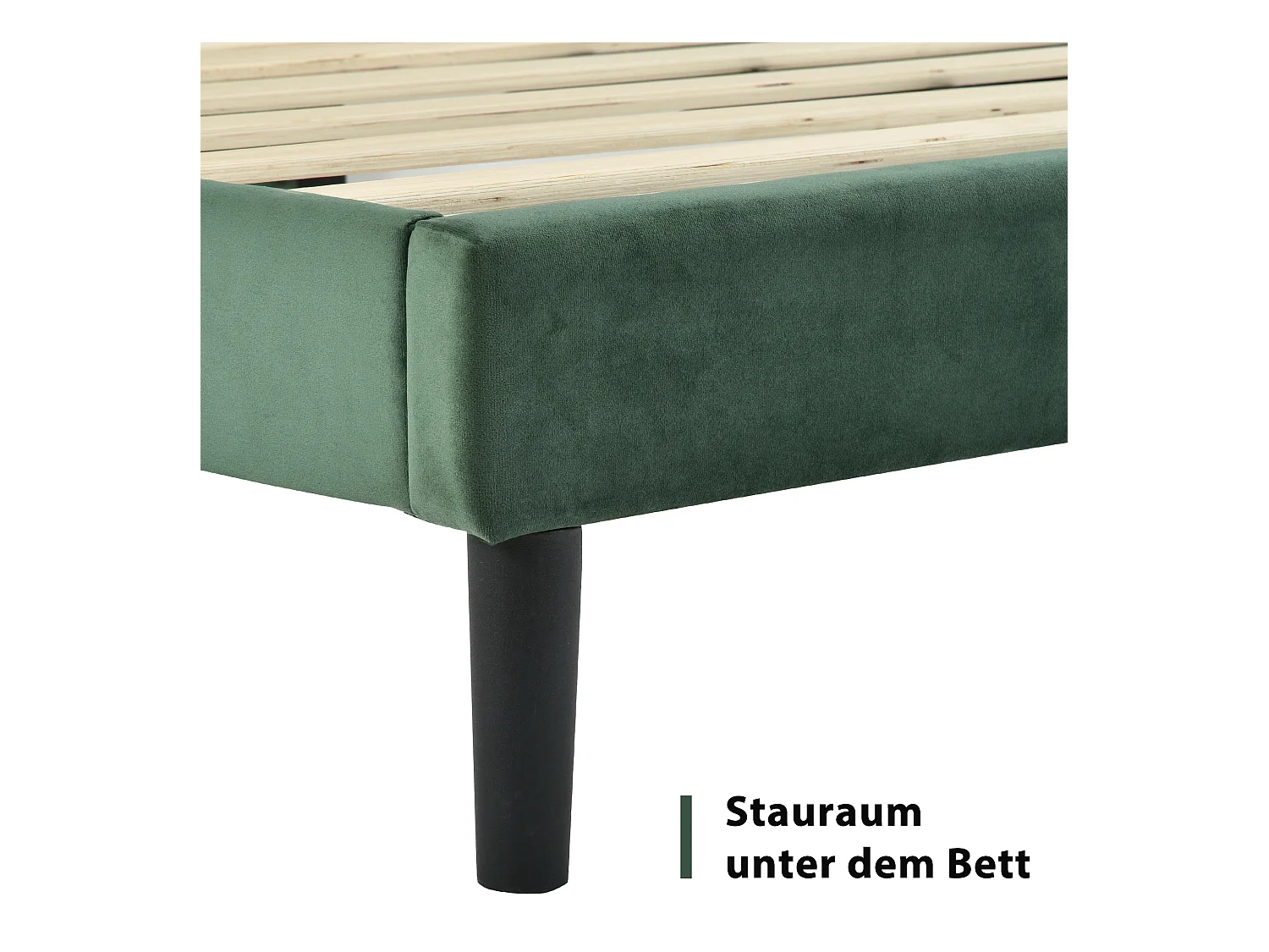 Lit tapissé avec tête de lit rembourrée, cadre en velours vert foncé, 140x200cm (146x210x111cm)