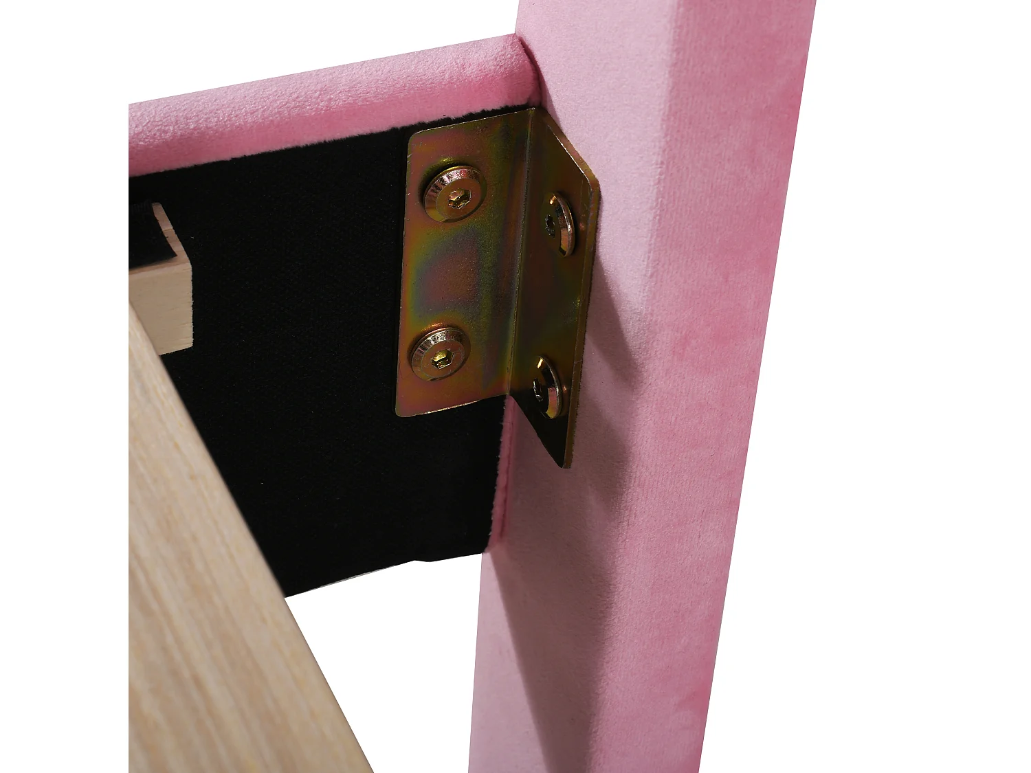 Letto per bambini 90x200 cm, con testiera a forma di fiore, in velluto, struttura in legno, rosa (206x100x110,5 cm)