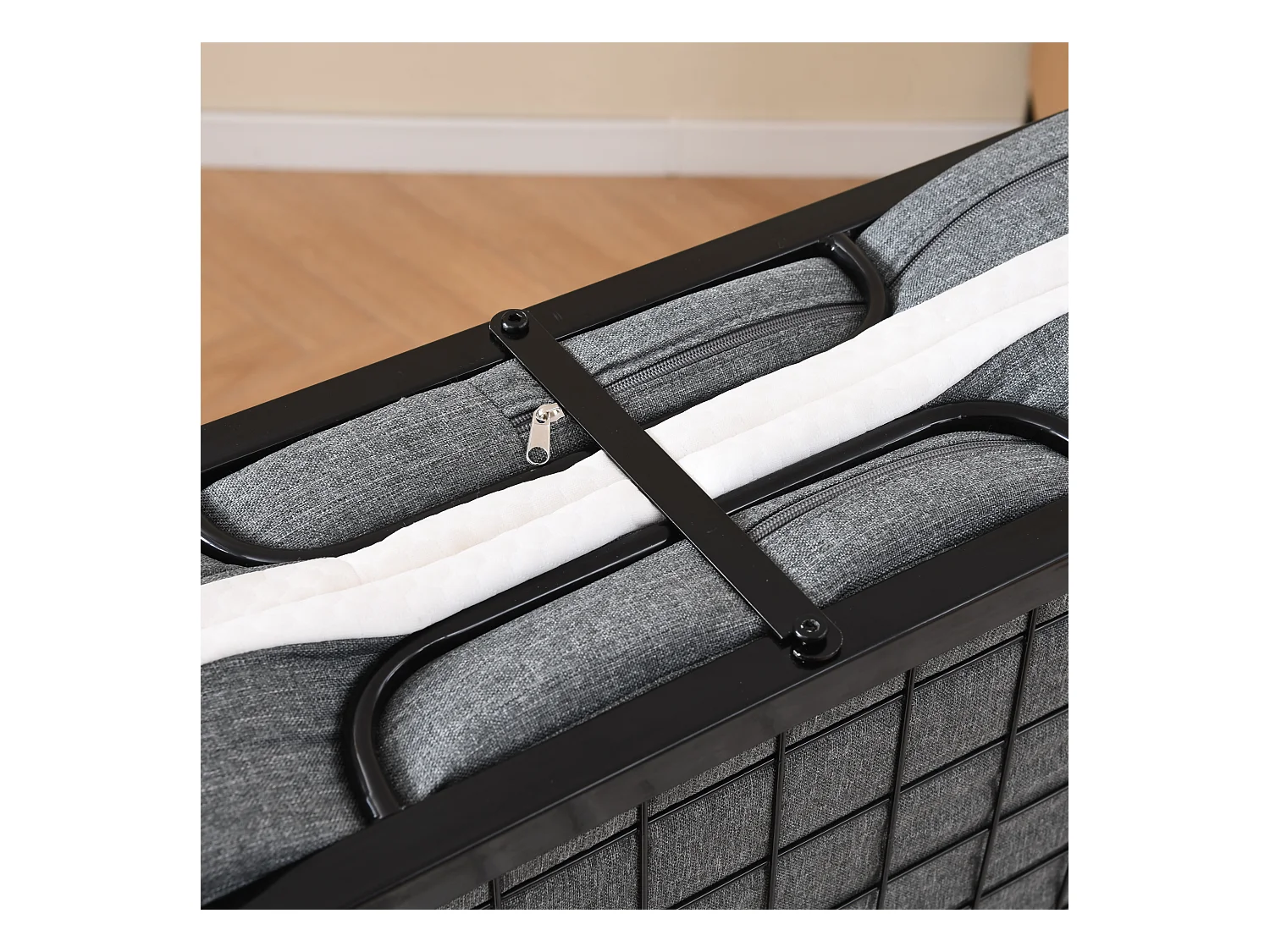 Cama plegable 90x190 cm con 4 ruedas, colchón viscoelástico de 10 cm, funda antipolvo, color negro