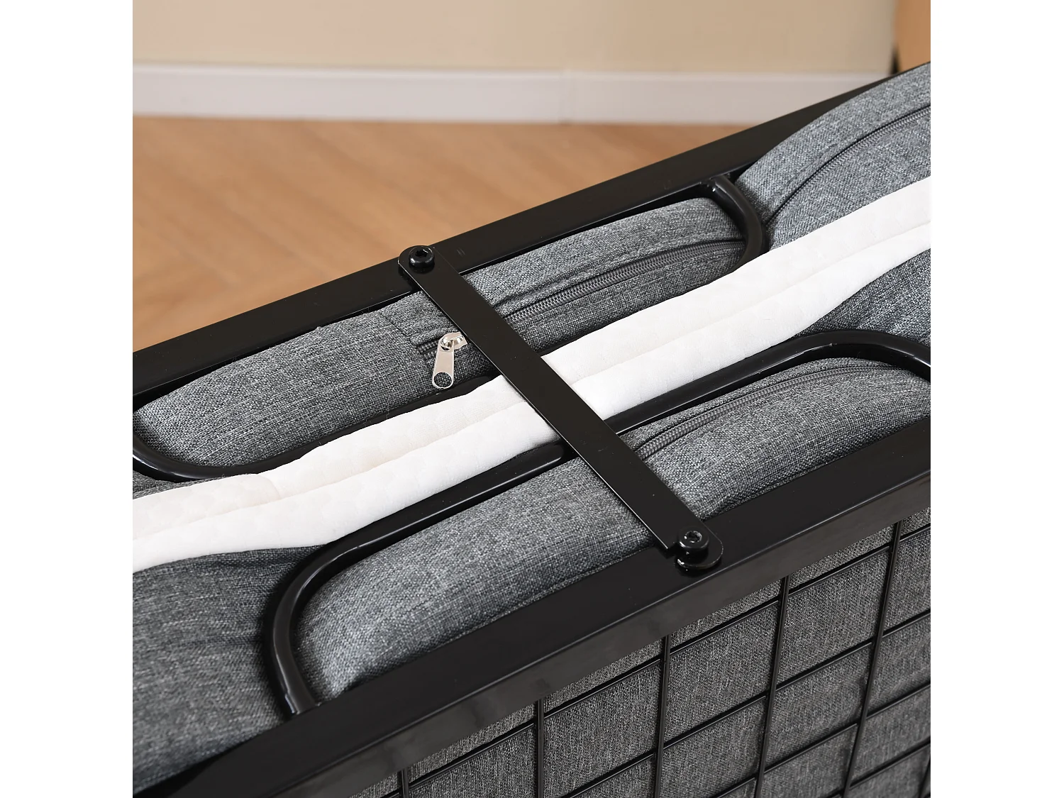 Cama plegable 90x190 cm con 4 ruedas, colchón viscoelástico de 10 cm, funda antipolvo, color negro