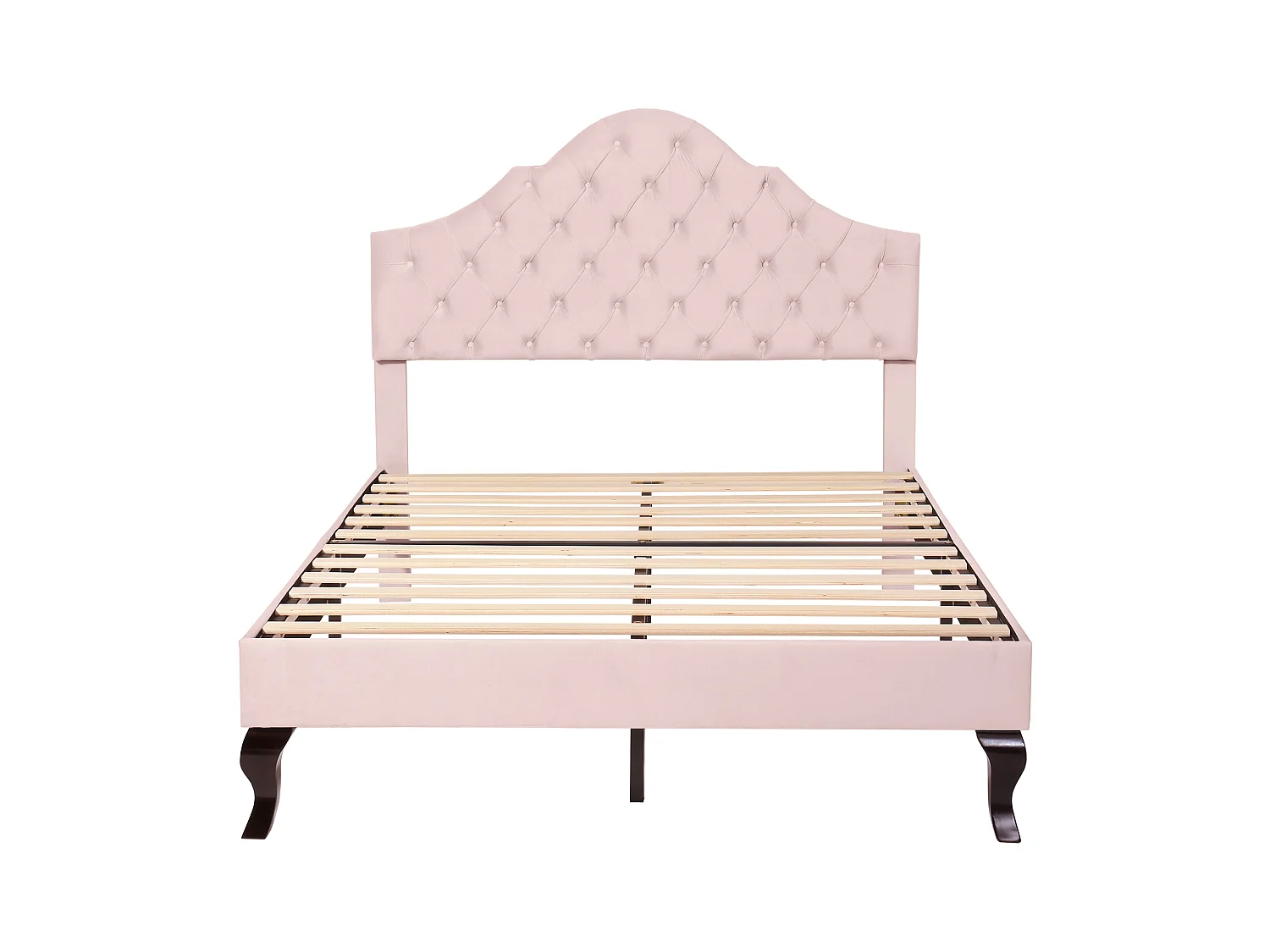 Lit capitonné 140\190 avec sommier à lattes et tête de lit réglable, pour adultes et adolescents, velours, rose (140x190 cm)