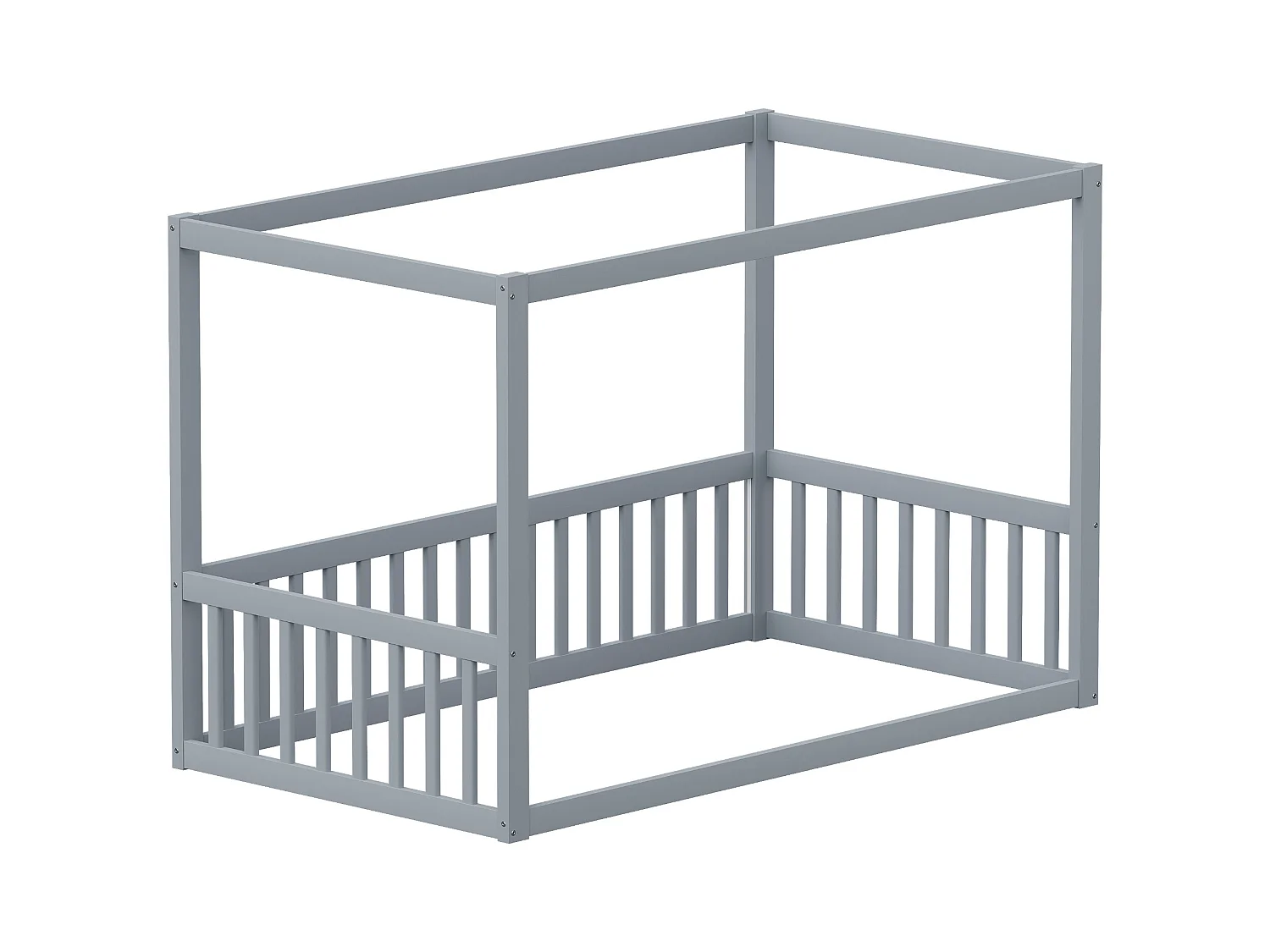 Cama con dosel de 90 x 200 cm, de madera maciza, para niños y adolescentes, color gris (205 x 95 x 135 cm)