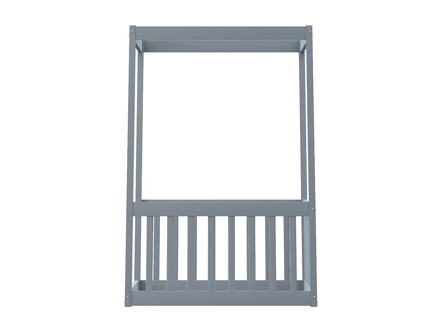 Lit avec cadre de ciel de lit 90 x 200 cm, bois massif, pour enfants et adolescents, gris (205x95x135 cm)