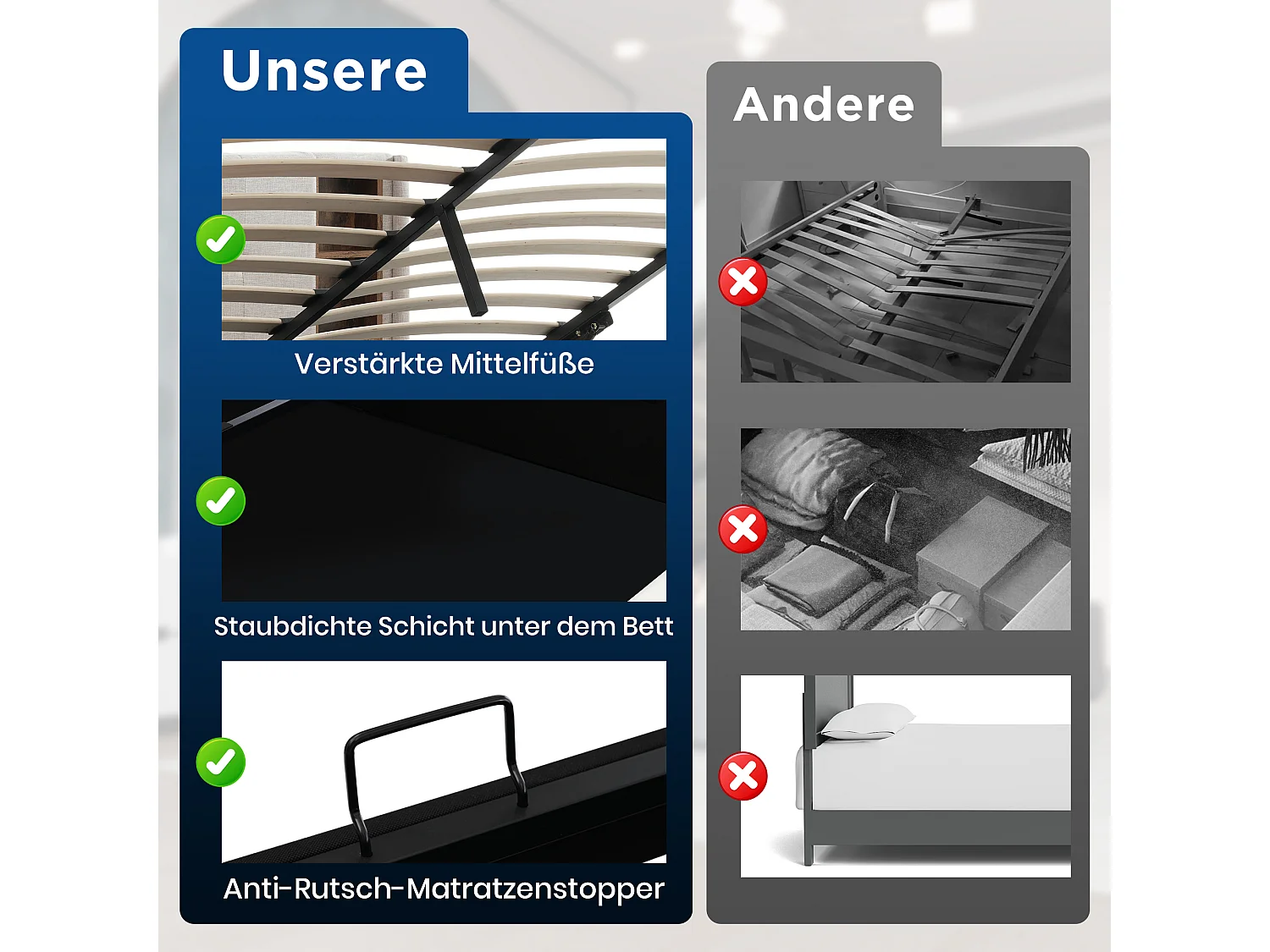 Tweepersoonsbed met draadloze USB-C-oplader, frame bekleed met natuurlijk linnen, geïntegreerde opbergruimte, 180x200cm (206x185x100,5cm)