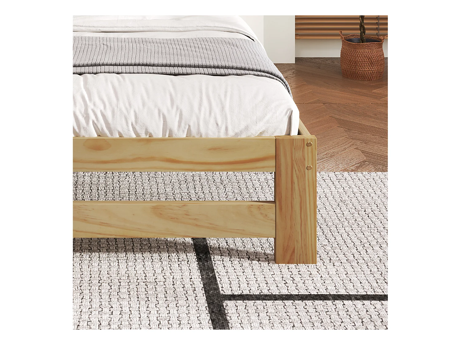 Lit individuel en bois massif, cadre de futon naturel avec tête de lit et lattes, pour adultes et enfants, 90x200 cm