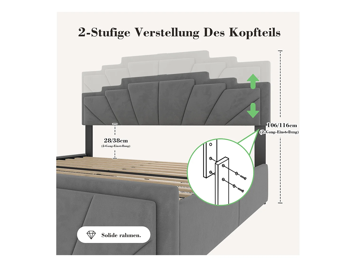 Letto moderno 140x200 cm con testiera geometrica, LED, 2 cassetti portaoggetti, porte USB Type-C, altezza regolabile (148,5x200x106 cm)