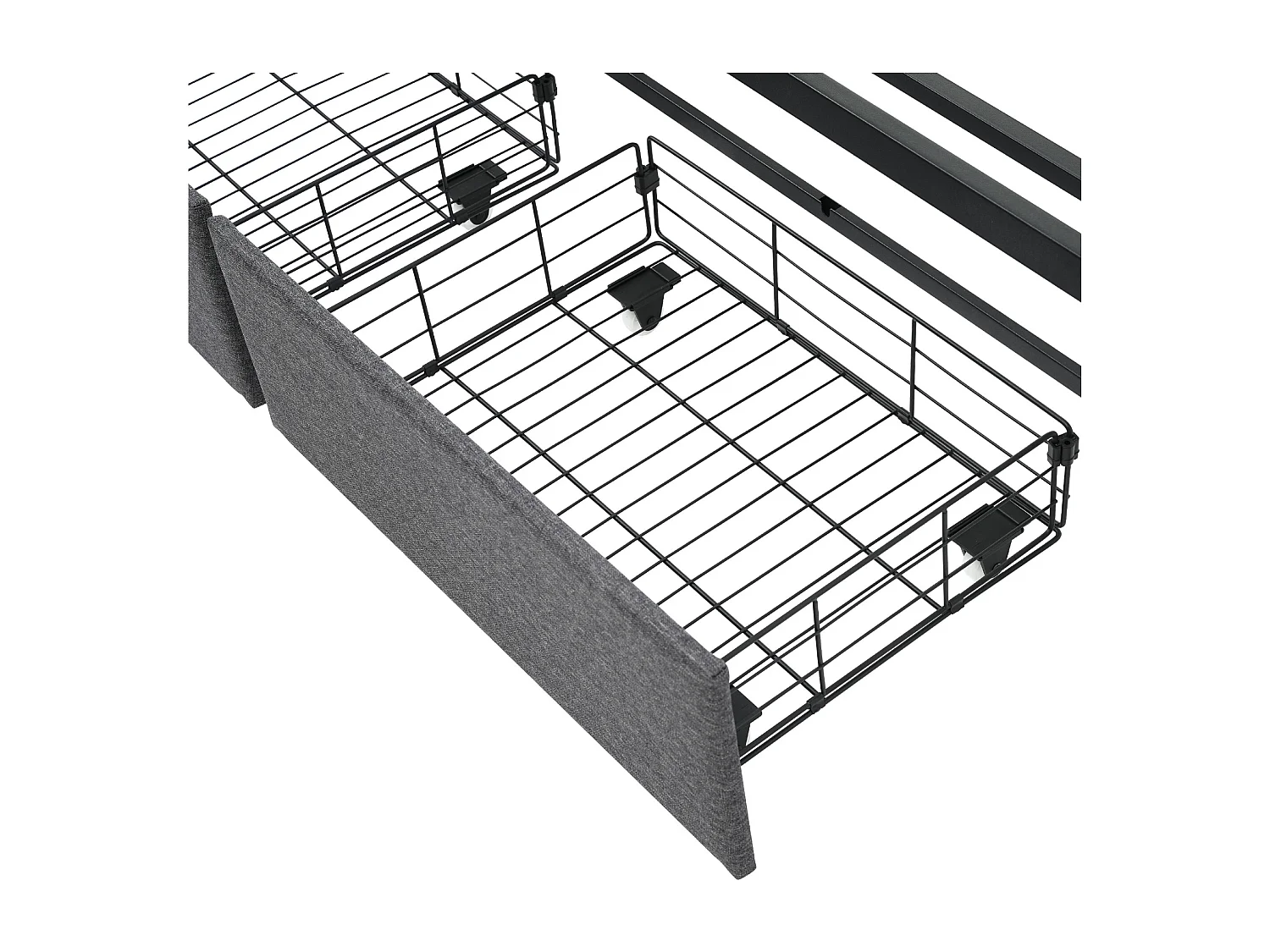 Tweepersoonsbed met USB Type-C, opbergruimte in hoofdeinde, LED, linnen, grijs (141x217x110cm)