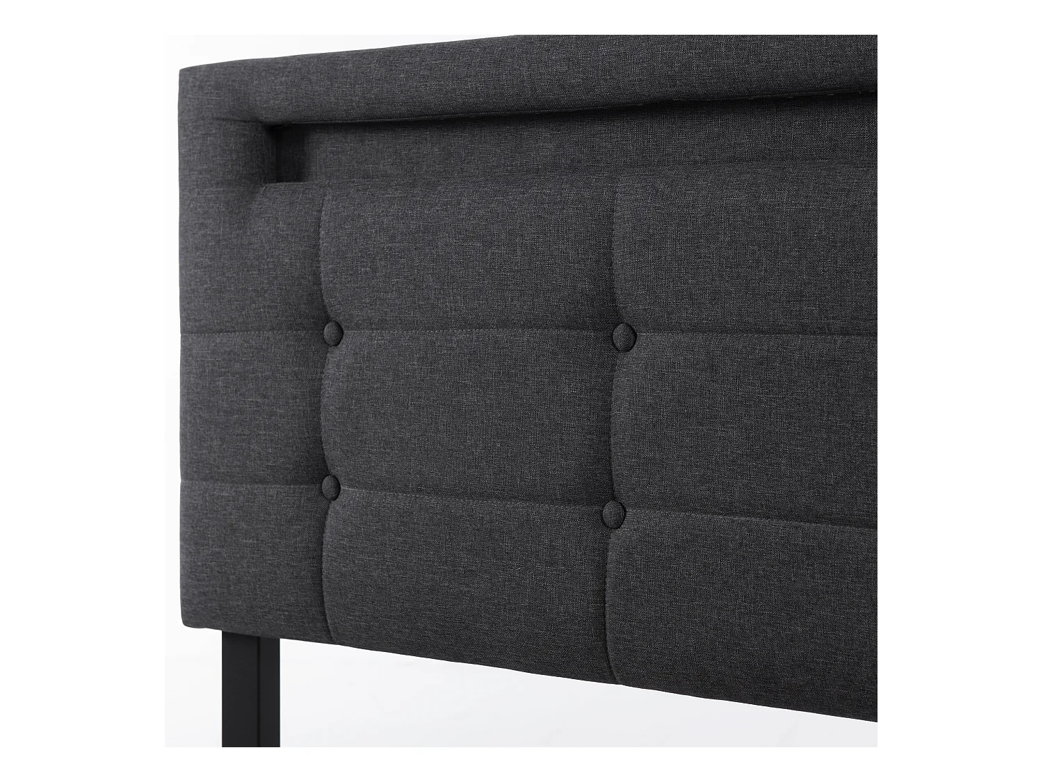 Lit coffre avec LED, 4 tiroirs, matelas inclus, sommier bois, tête de lit réglable, revêtement lin gris (150x208x93.5-103 cm)