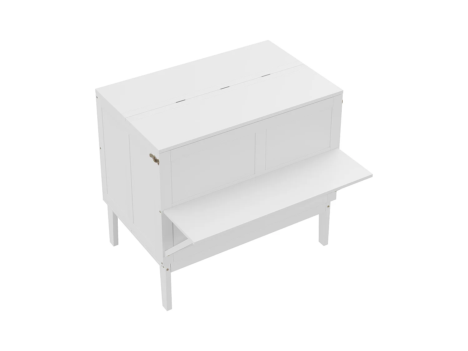 Lit escamotable vertical 90x200cm avec sommier à lattes, lit mural pliant, lit pour jeunes, bois blanc (205x96x101cm)