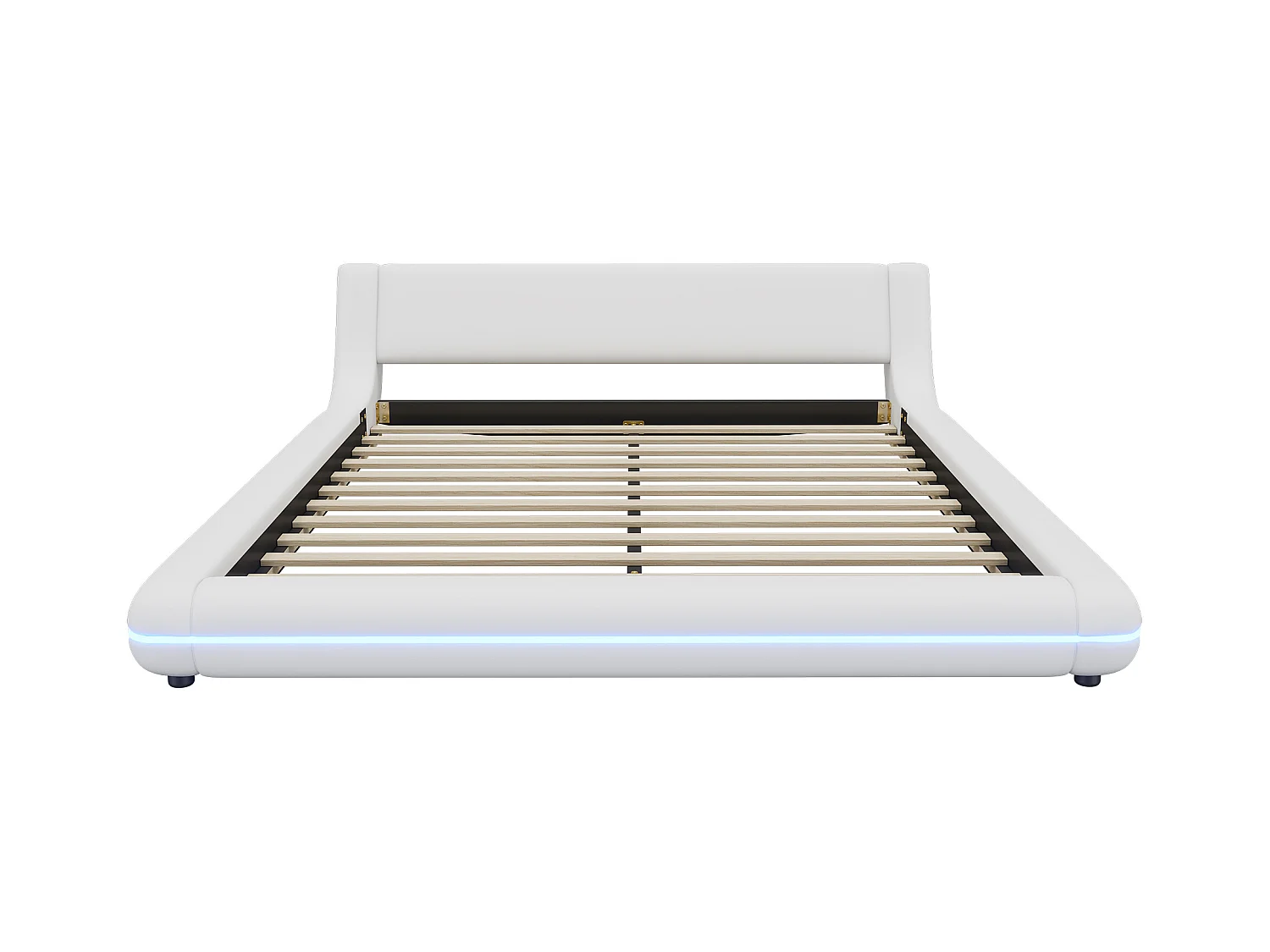 Bed 160x200 cm, laag bed met LED-verlichting, PU, wit (236,5x179x60,5 cm)