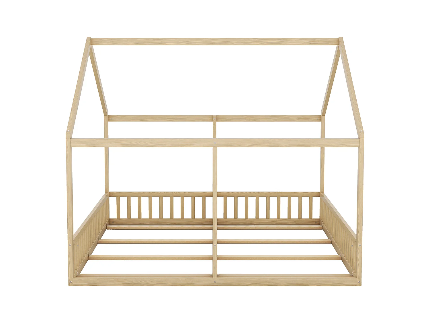 Lit enfant 90x200 cm, Lit maison 2-en-1, Pin, Gris (204x187x168 cm)