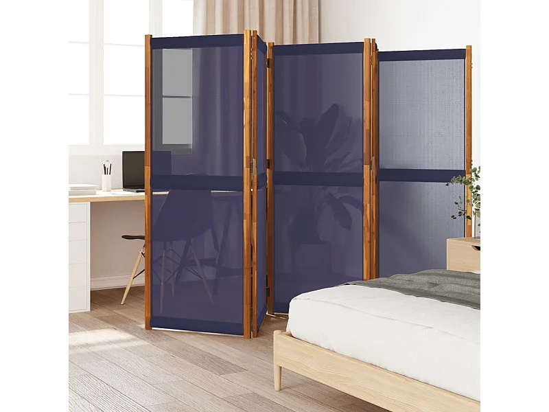 Mampara divisoria de 5 paneles azul oscuro 350x180 cm