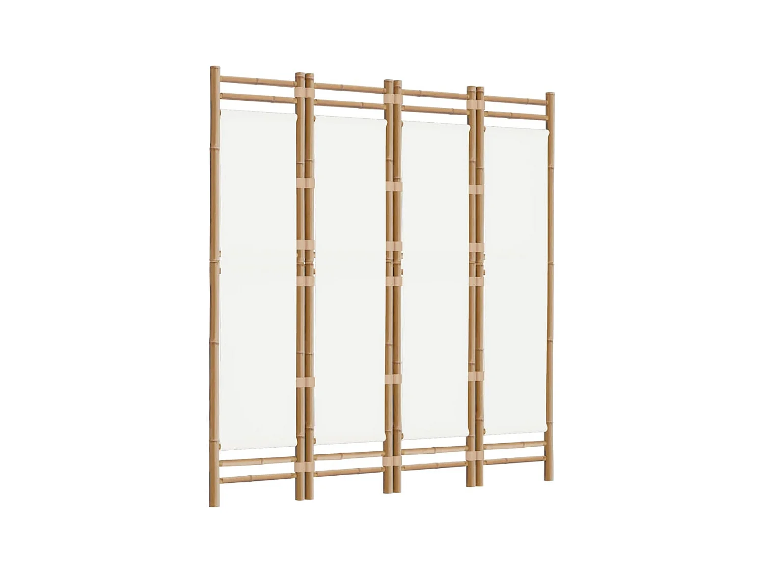 Parete divisoria pieghevole 4 pannelli 160 cm Bambù e tela