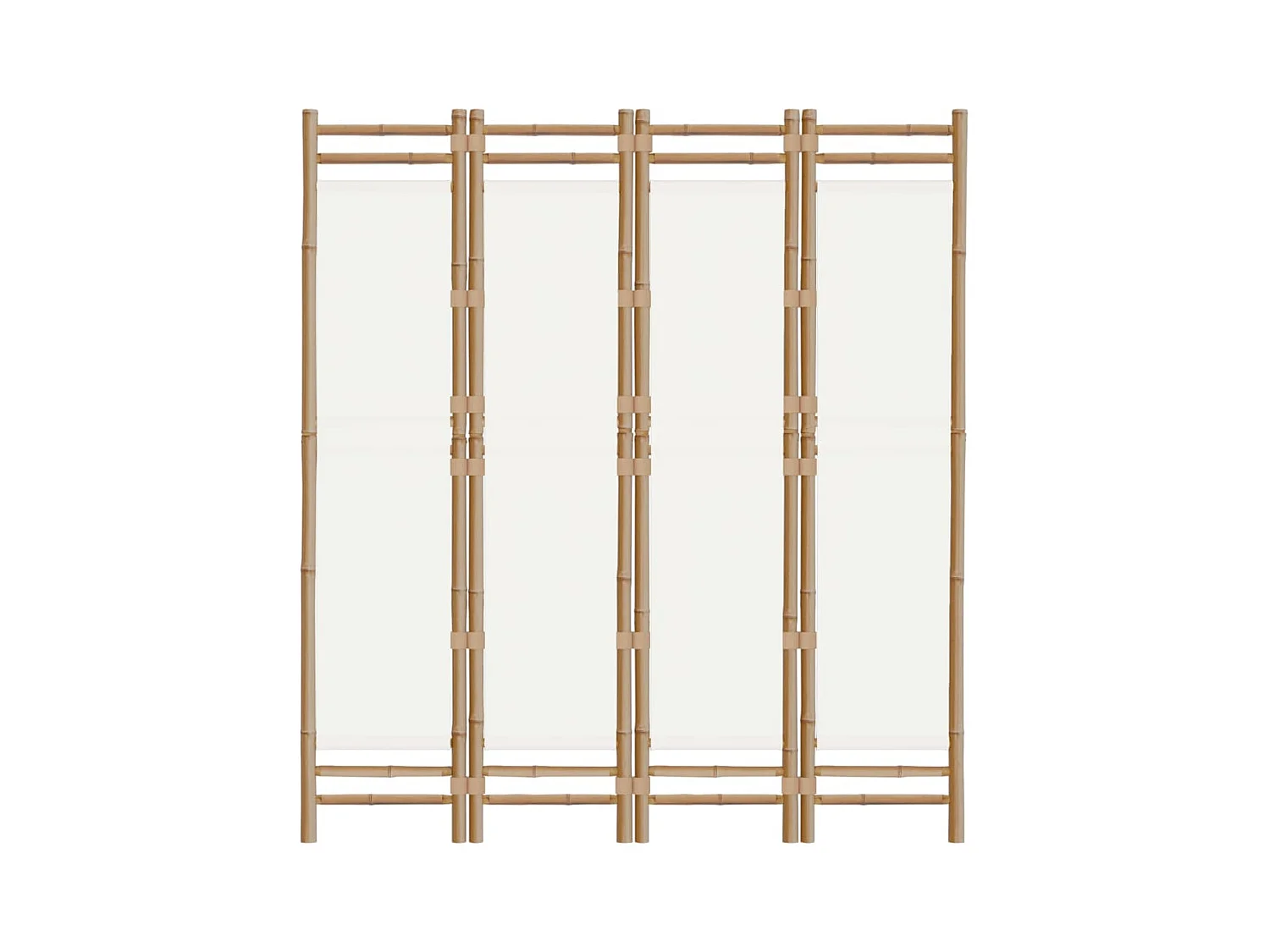 Parete divisoria pieghevole 4 pannelli 160 cm Bambù e tela