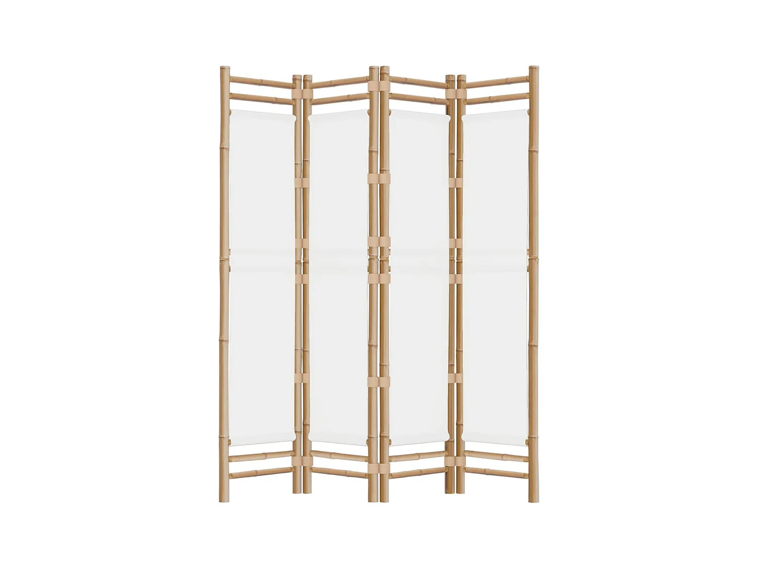 Parete divisoria pieghevole 4 pannelli 160 cm Bambù e tela