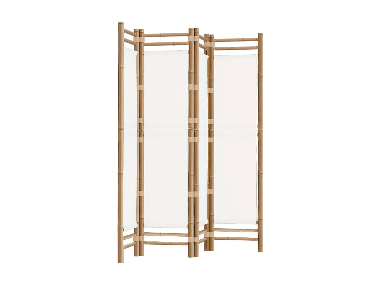 Parete divisoria pieghevole 4 pannelli 160 cm Bambù e tela