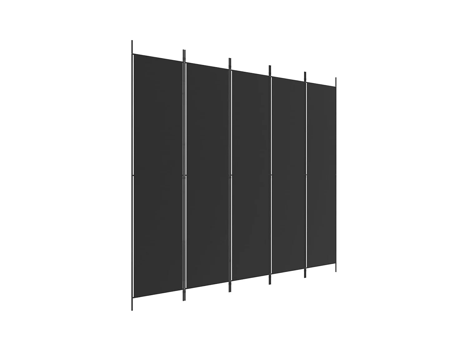 Parete divisoria a 5 pannelli Tessuto Nero 250x220 cm