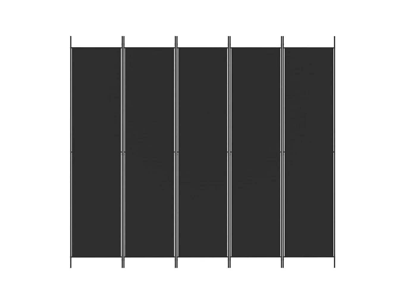Parete divisoria a 5 pannelli Tessuto Nero 250x220 cm