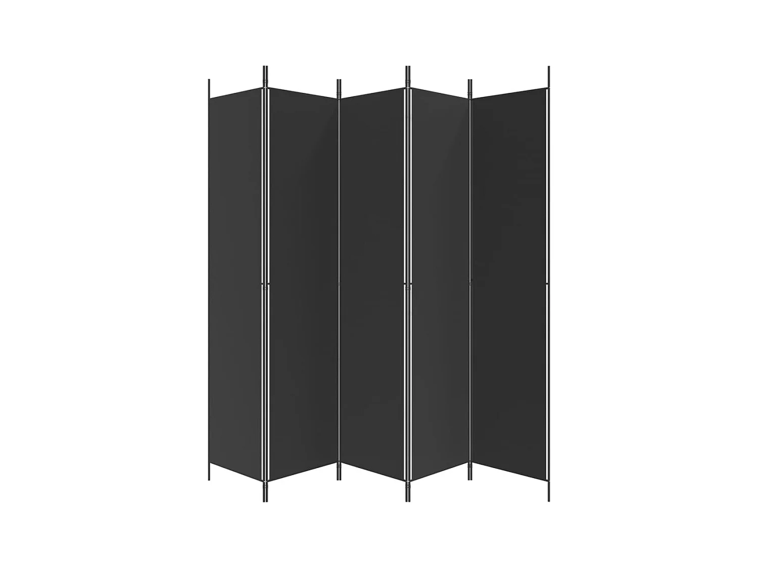 Parete divisoria a 5 pannelli Tessuto Nero 250x220 cm