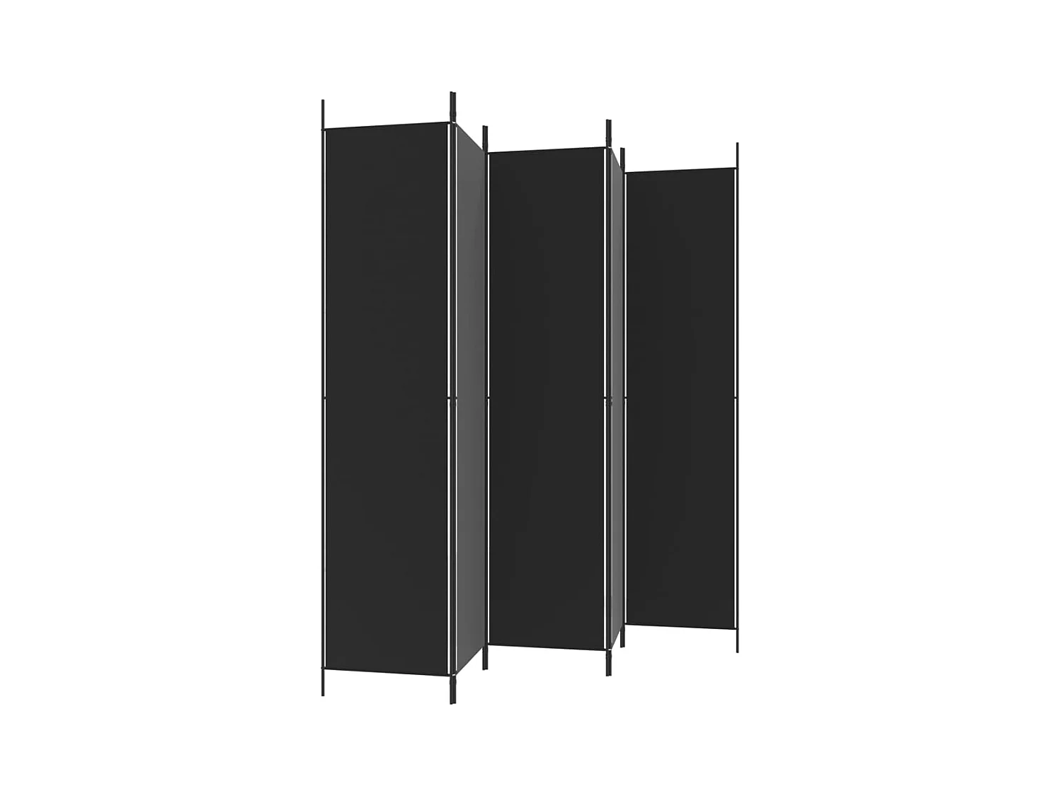 Parete divisoria a 5 pannelli Tessuto Nero 250x220 cm