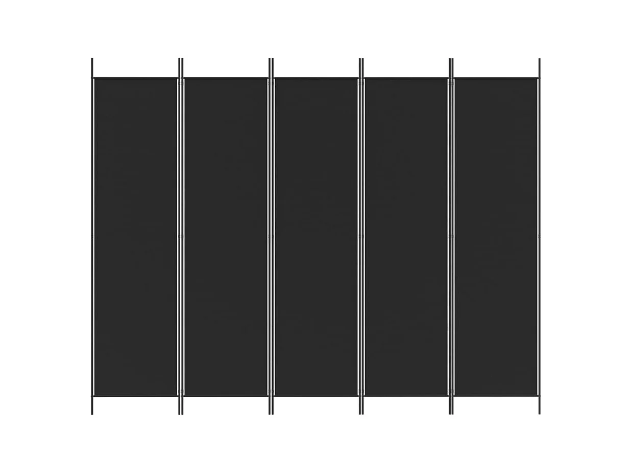 Cloison de séparation 5 panneaux Noir 250x200 cm Tissu