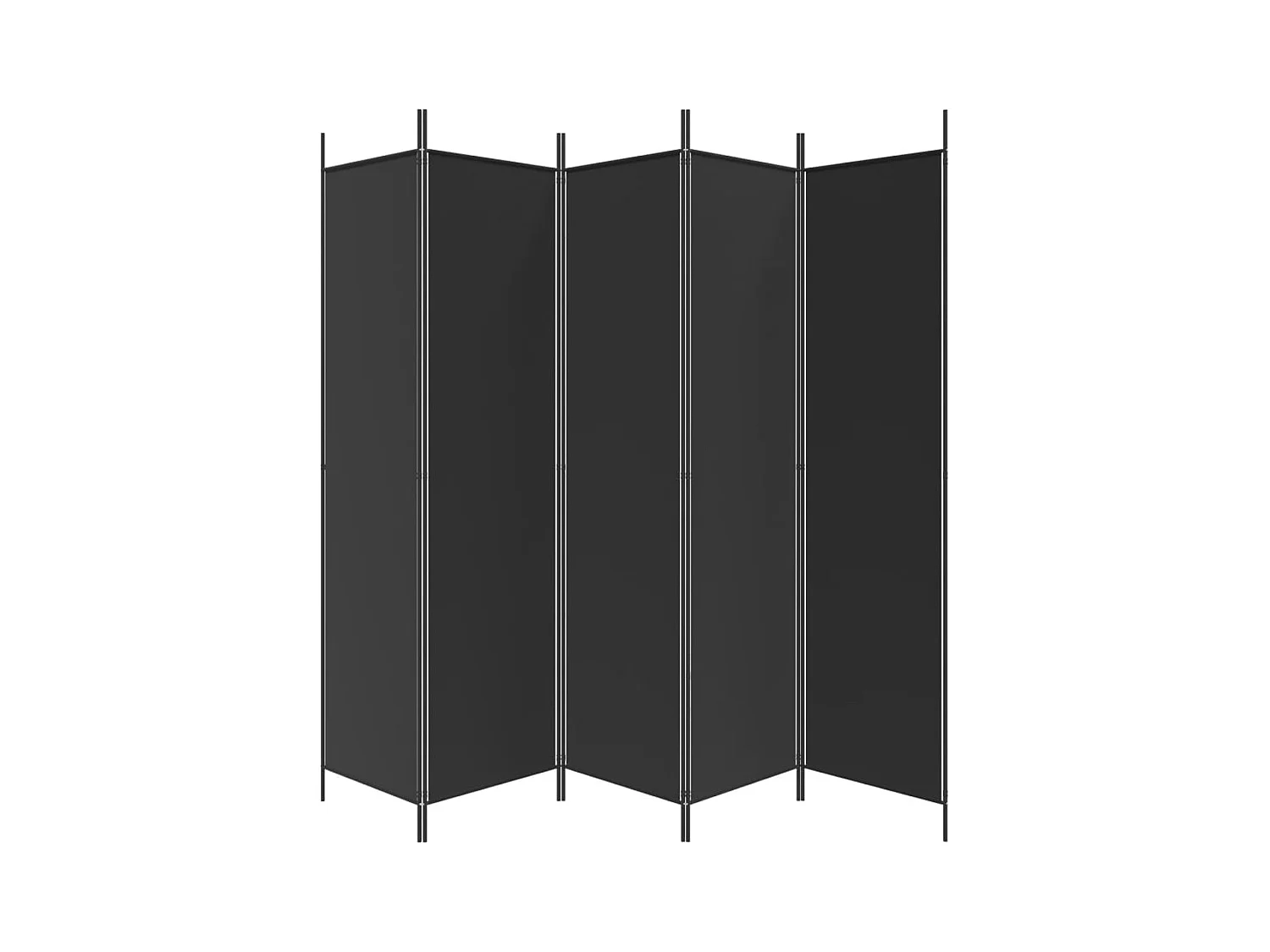 Cloison de séparation 5 panneaux Noir 250x200 cm Tissu