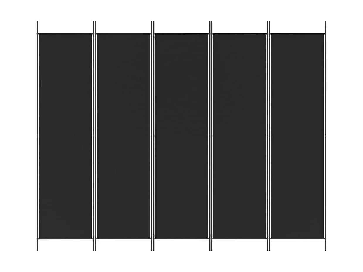 Mampara divisoria de 5 paneles Tela Negra 250x200 cm