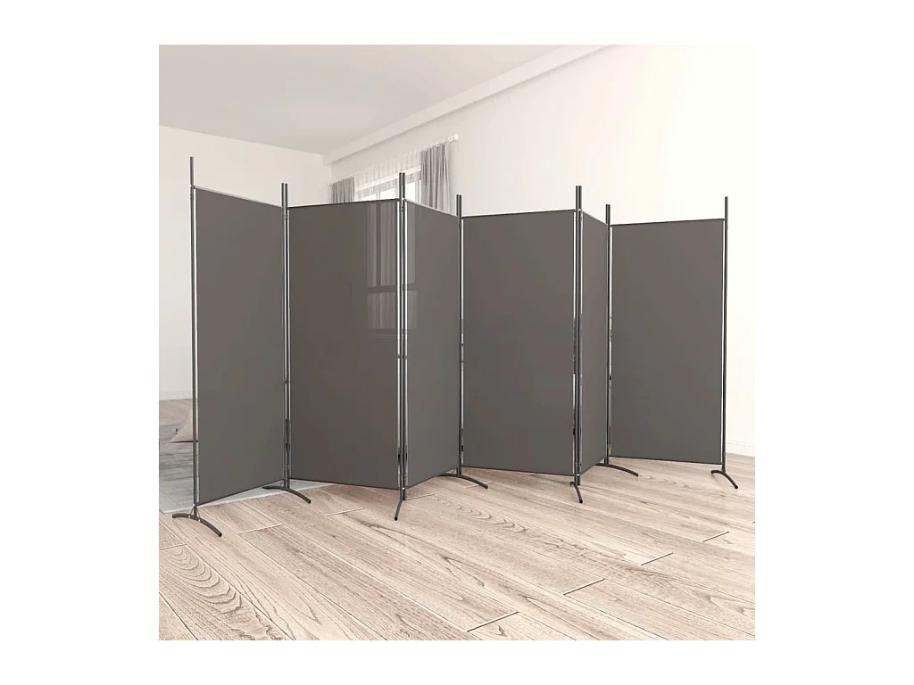 Cloison de séparation 6 panneaux Anthracite 520x180 cm Tissu