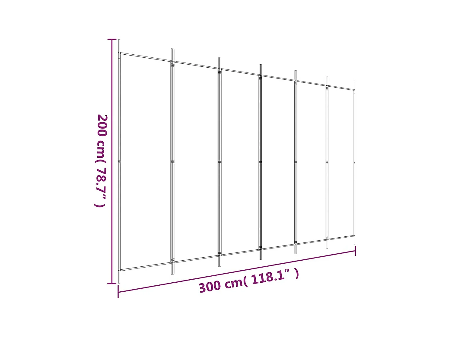 Parete divisoria a 6 pannelli Antracite 300x200 cm Tessuto