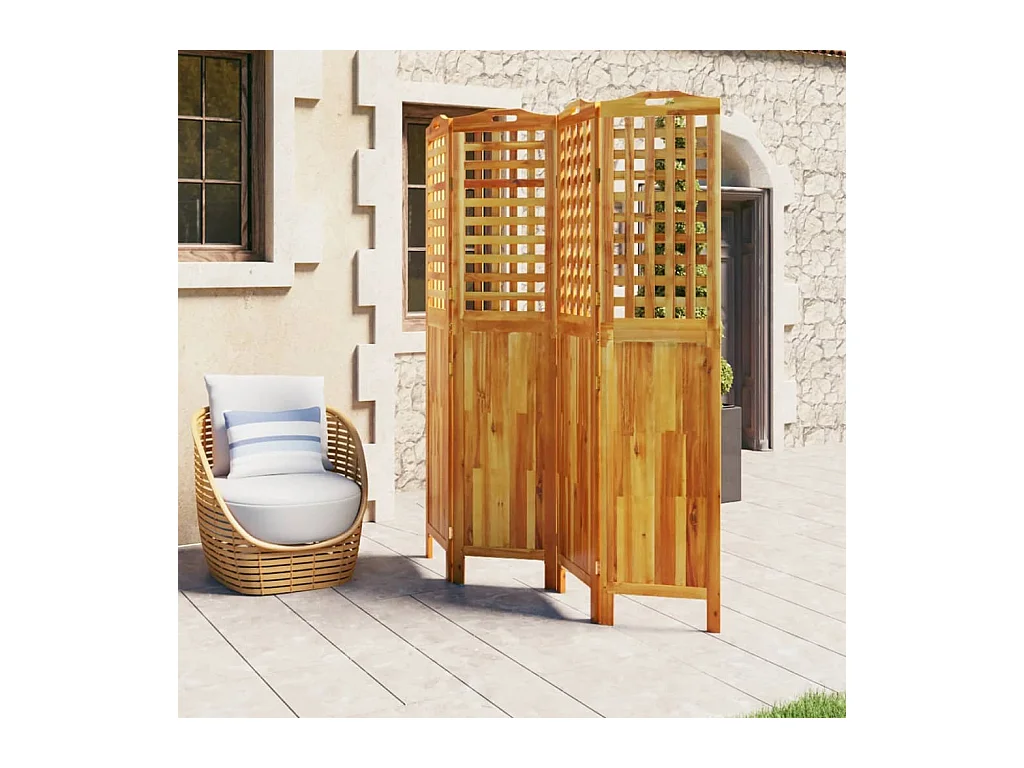 Parete divisoria a 4 pannelli 162x2x180 cm Legno di acacia